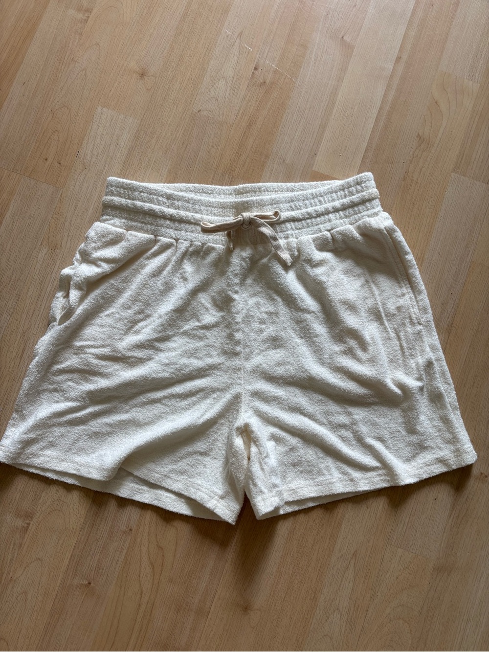 Roolee Cream Terry Drawstring Shorts M